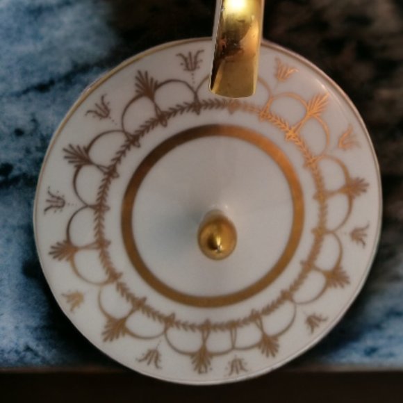 Palazzo Sugar Bowl w/ Lid "Crescent" #8270  Fine White Porcelain & Gold Japan - Picture 7 of 8